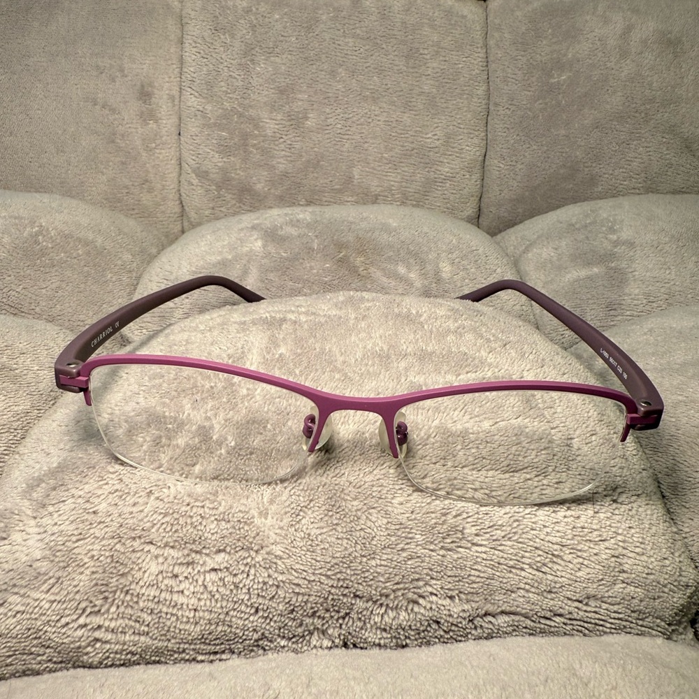 Charriol Plum and Magenta Semi-Rimless Glasses